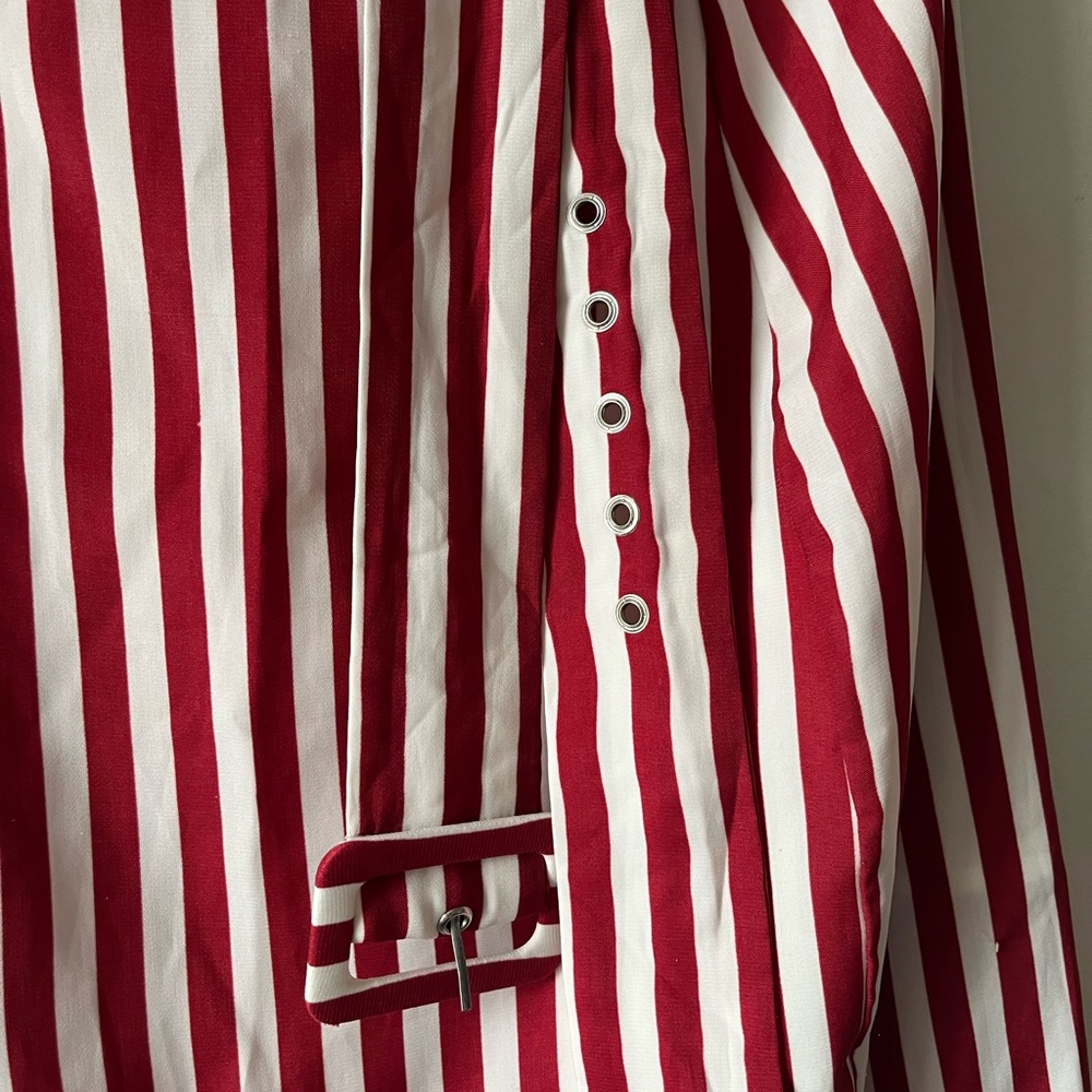 Wayf Red and White Striped Midi Skirt